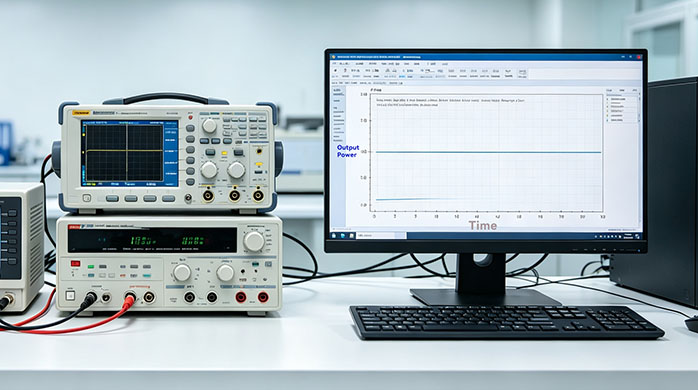 High-resolution tablet screen displaying a detailed voltage-current V-I curve diagram for a constant power adapter