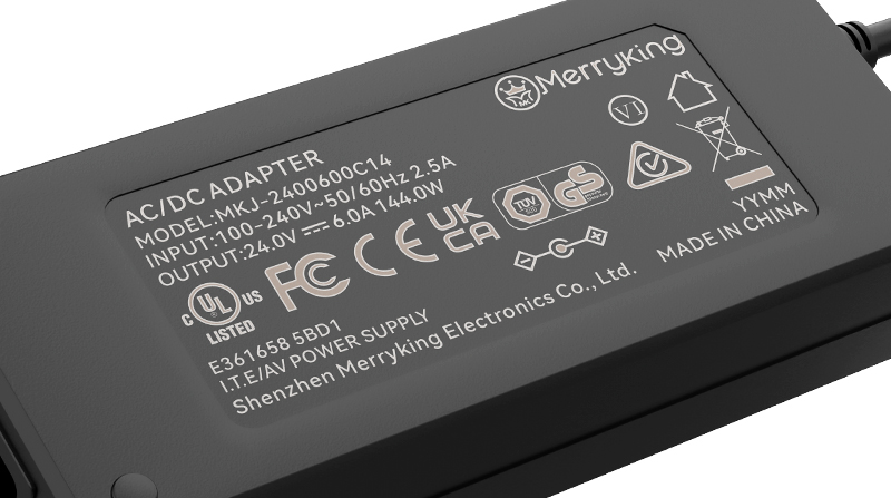 Regulatory Markings on Power Supply