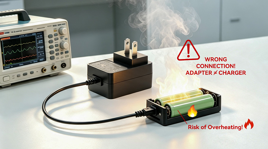 Wrong Power Adapter Connection Concept
