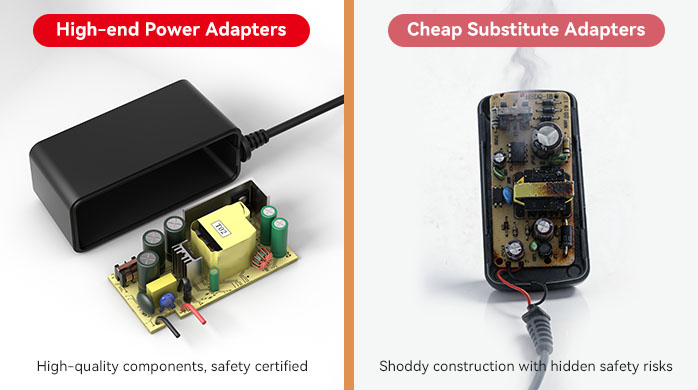 Macro comparison of internal circuits of high-end and cheap adapters