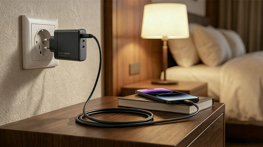 Hotel Room USB Charger Setup