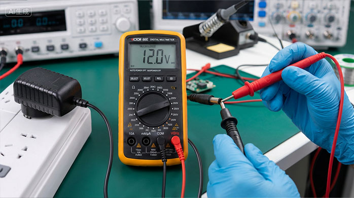 Multimeter Measuring 12V DC Output