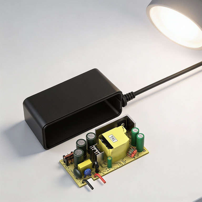 Detailed inspection of power adapter internal components post drop test