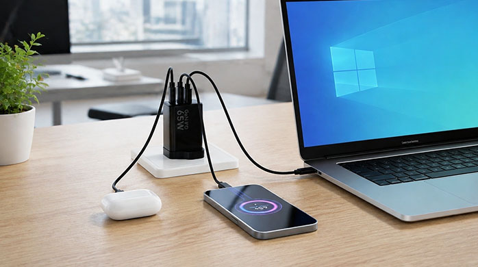 USB C Power Adapter Desk Setup