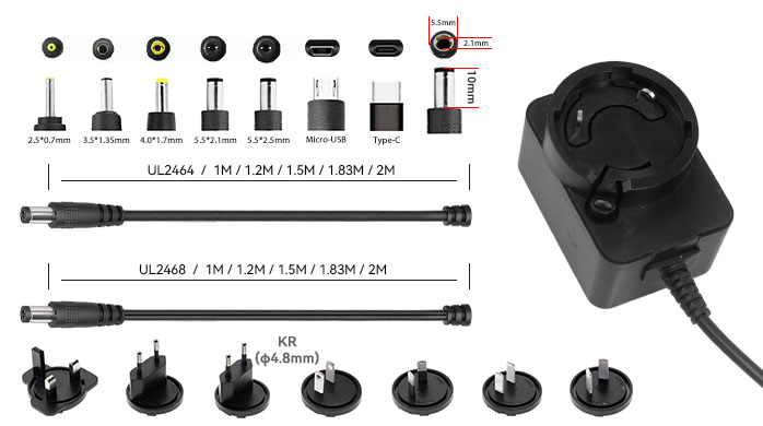 Custom DC Cables and Interchangeable Global Wall Plugs